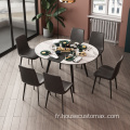 Table de salle à manger extensible en bois massif avec dessus en roche